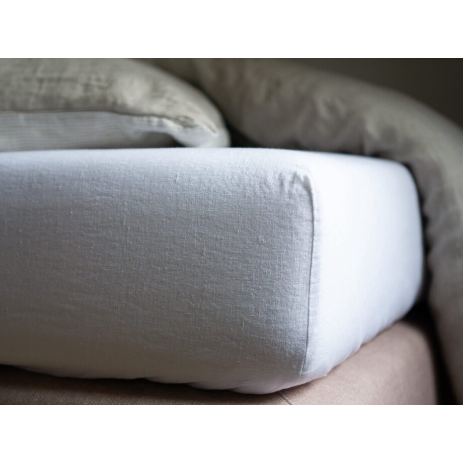 Linnen Label - Duurzaam 100% Europees gewassen linnen hoeslaken - 180 x 200 cm - Wit Linnen Label - Duurzaam 100% Europees gewassen linnen hoeslaken - 180 x 200 cm - Wit afbeelding 1