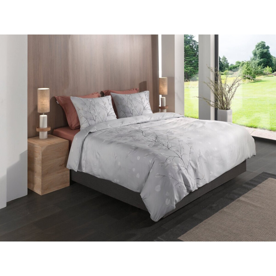 Heckettlane Dekbedovertrek Xia - Dekbed met instopstrook - Grijs - 100% Katoen-Satijn - Takken - 260x220 + 2 slopen 60/70 cm - Wenen Heckettlane Dekbedovertrek Xia - Dekbed met instopstrook - Grijs - 100% Katoen-Satijn - Takken - 260x220 + 2 slopen 60/70 cm - Wenen afbeelding 1