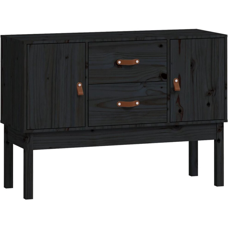 vidaXL - Dressoir - 110x40x78 - cm - massief - grenenhout - zwart afbeelding 1