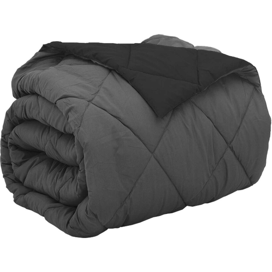 vidaXL - Volledig - Jaar - Dekbed - Zwart - en - Anthraciet - 200 - x - 200 - cm afbeelding 1