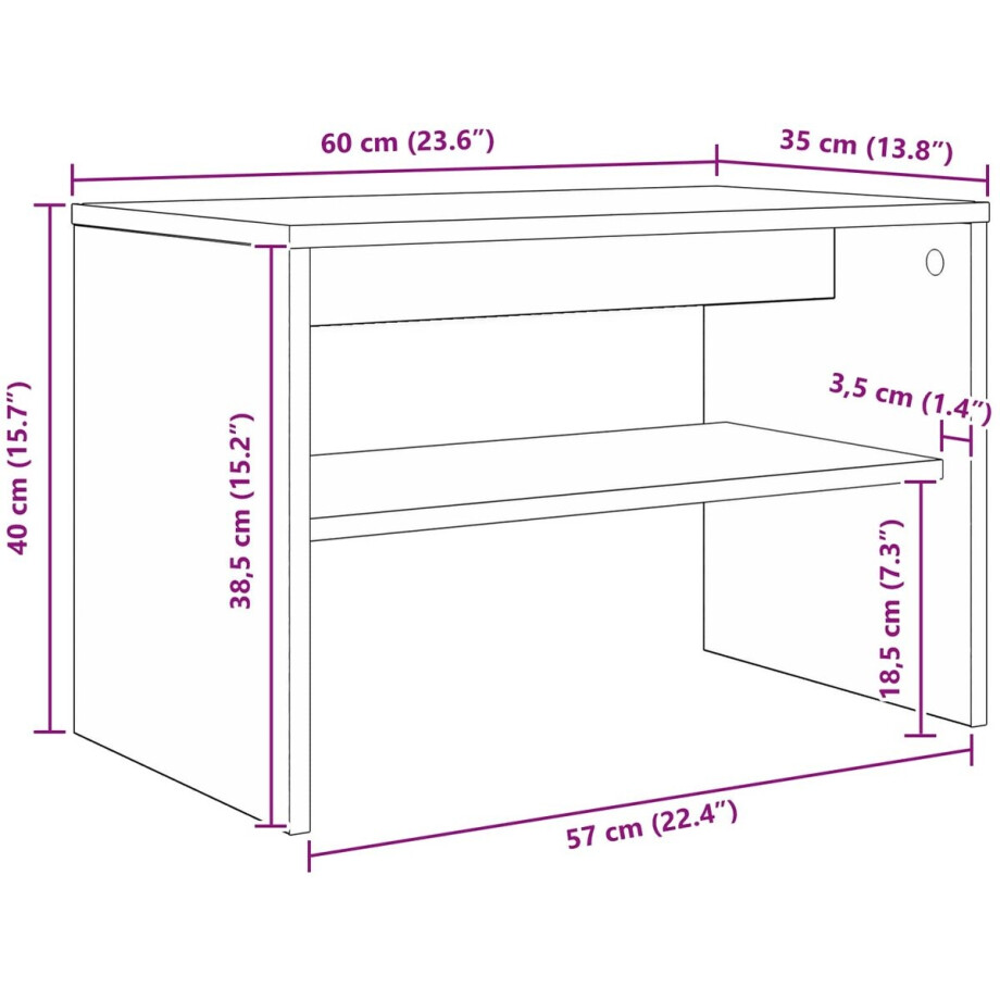 vidaXL - TV - Kast - Zwart - Eiken - 60 - x - 35 - x - 40 - cm - Bewerkt - hout afbeelding 1