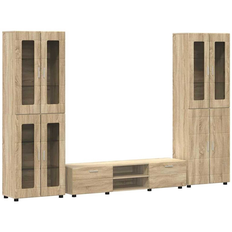 vidaXL - Tv-meubelset - met - lade - FLORIN - 3 - pcs - Sonoma - Eik - Bewerkt - hout afbeelding 1