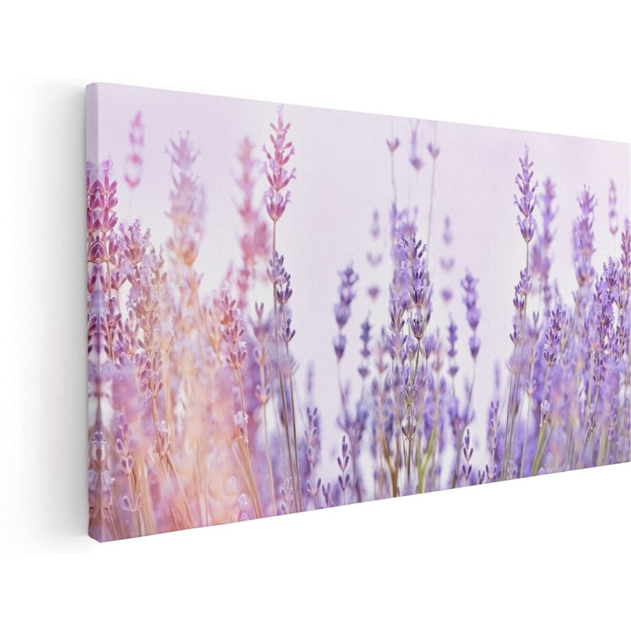Artaza Canvas Schilderij Paarse Lavendel Bloemen - 180x90 cm - Groot - Wanddecoratie Woonkamer - Schilderijen - Muurdecoratie afbeelding 1