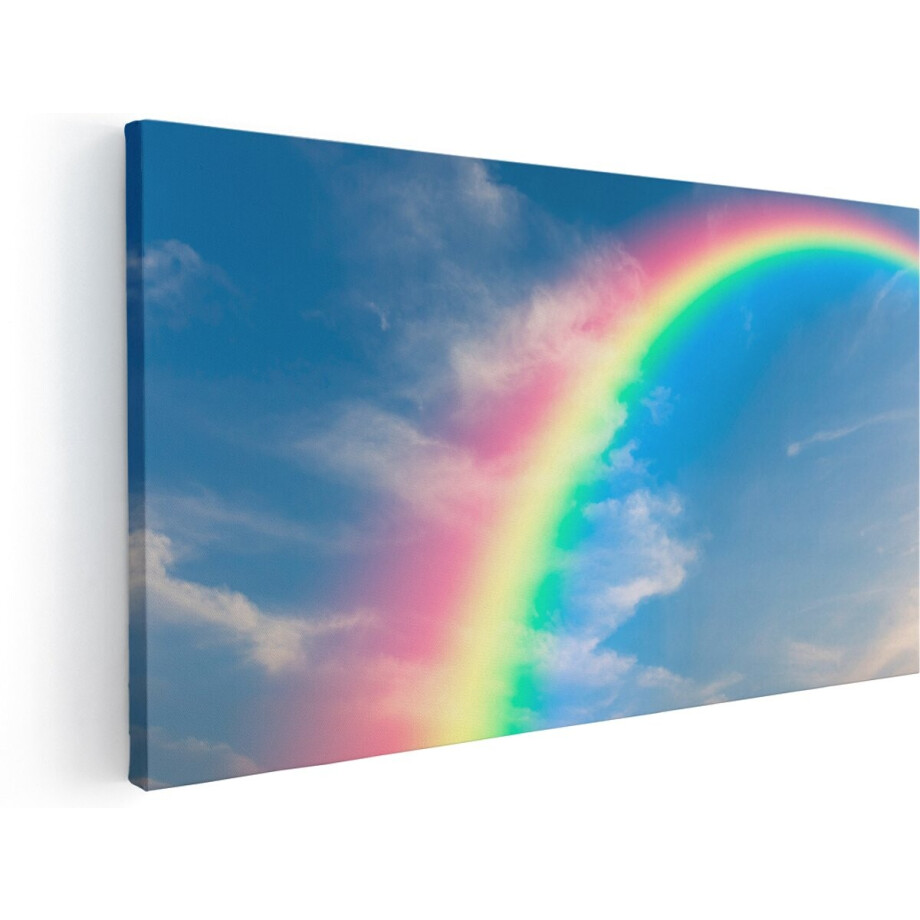 Artaza Canvas Schilderij Regenboog - 140x70 cm - Groot - Wanddecoratie Woonkamer - Schilderijen - Muurdecoratie afbeelding 1