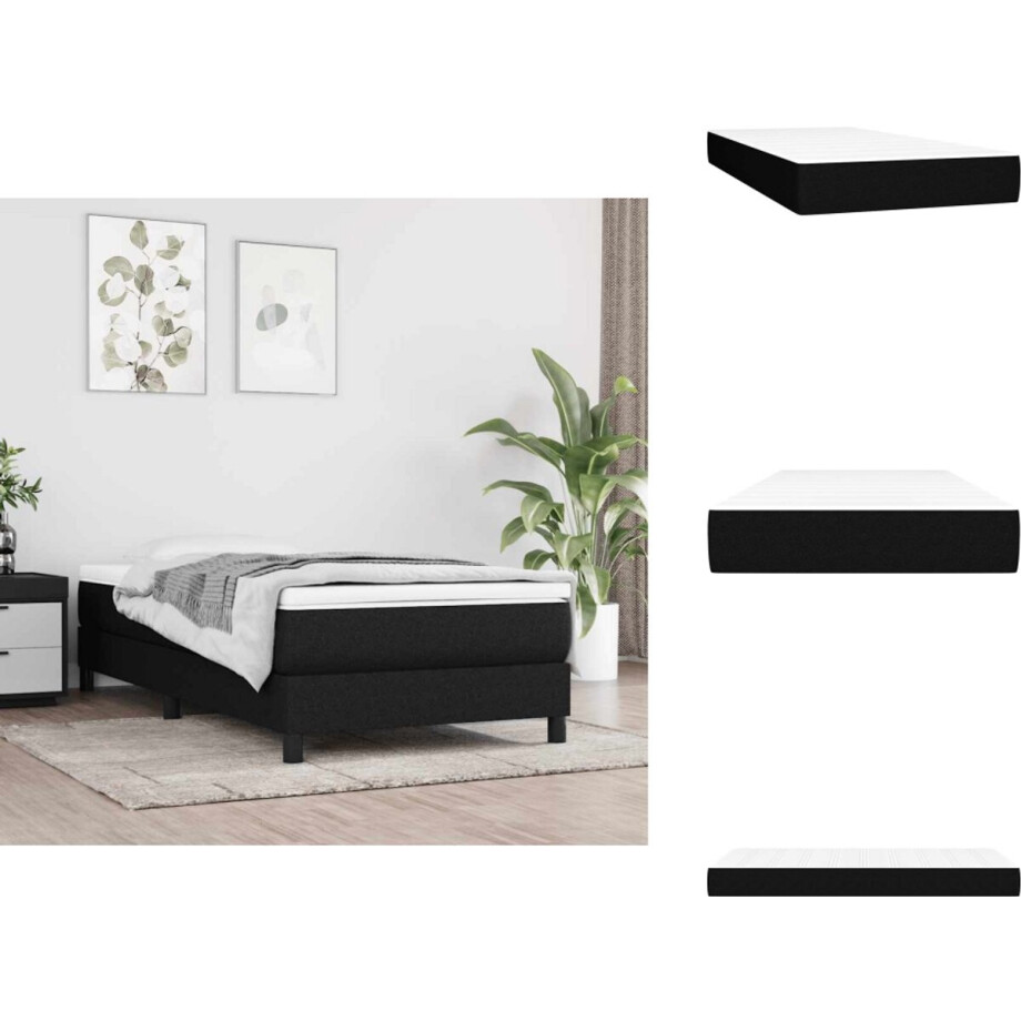 vidaXL Pocketveringmatras Voor Kinderen - Pocketveringmatrassen Voor Kinderen - Binnenveringsmatras - Matras - Pocketveringmatras voor kinderen 80x160 cm stof zwart afbeelding 1