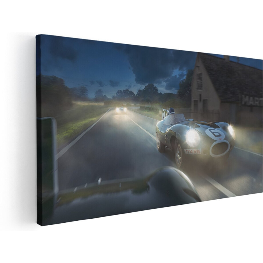 Artaza Canvas Schilderij Klassieke Raceauto - 140x70 cm - Groot - Wanddecoratie Vintage - Muurdecoratie Auto - Schilderijen Op Canvas Jaguar afbeelding 1