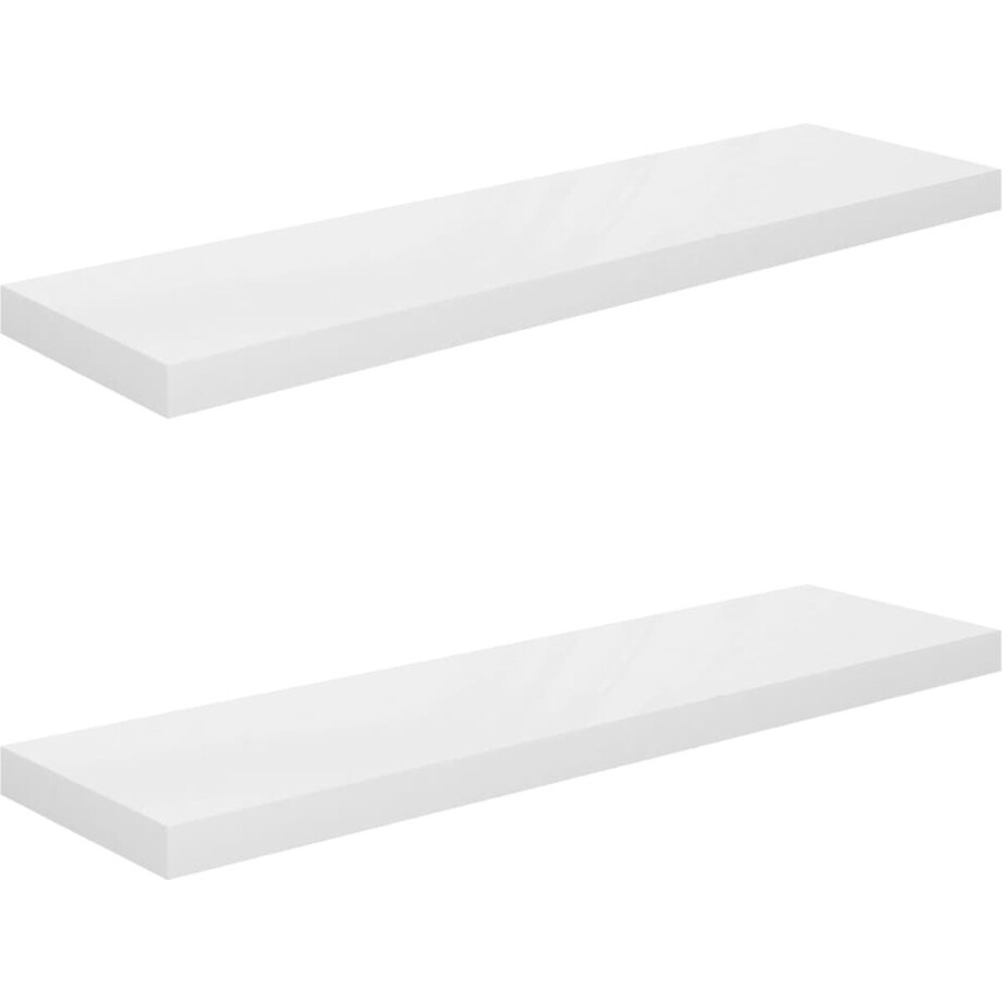 vidaXL Wandschappen - 90x23,5 cm - Hoogglans wit - 2 st Wandplank - Zwevende Plank - Honingraat Mdf - Metaal - Wit vidaXL Wandschappen - 90x23,5 cm - Hoogglans wit - 2 st Wandplank - Zwevende Plank - Honingraat Mdf - Metaal - Wit afbeelding 1