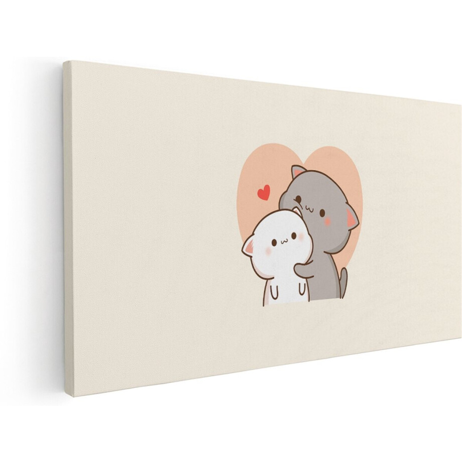 Artaza Canvas Schilderij Katten - 180x90 cm - Groot - Wanddecoratie Babykamer - Muurdecoratie Liefde - Schilderijen Op Canvas Meisjeskamer afbeelding 1
