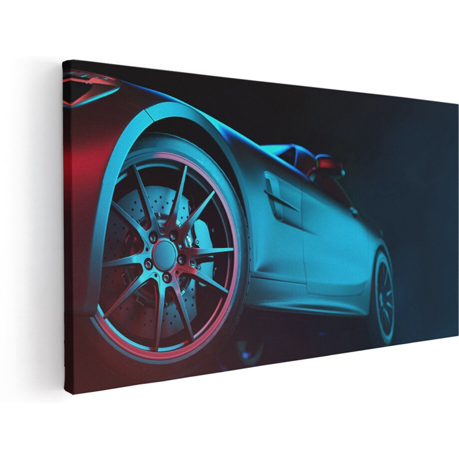 Artaza Canvas Schilderij Moderne Sportwagen Auto - 140x70 cm - Groot - Wanddecoratie Woonkamer - Schilderijen - Muurdecoratie afbeelding 1
