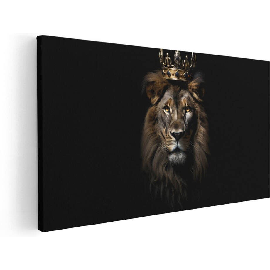 Artaza Canvas Schilderij Leeuwenkop - 140x70 cm - Groot - Wanddecoratie Koning Dieren - Muurdecoratie Zwart - Schilderijen Op Canvas Artaza Canvas Schilderij Leeuwenkop - 140x70 cm - Groot - Wanddecoratie Koning Dieren - Muurdecoratie Zwart - Schilderijen Op Canvas afbeelding 1
