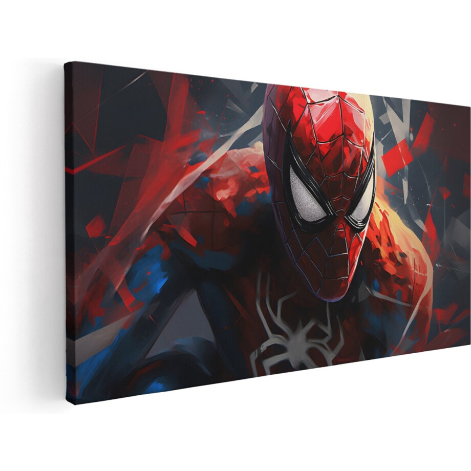 Artaza Canvas Schilderij Superheld Spiderman - 160x80 cm - Groot - Wanddecoratie Kinderkamer - Muurdecoratie Abstract - Schilderijen Op Canvas Rood afbeelding 1