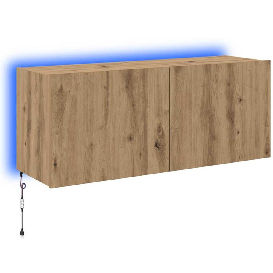 vidaXL - TV - Wandkast - Artisan - Eiken - Bewerkt - hout vidaXL - TV - Wandkast - Artisan - Eiken - Bewerkt - hout afbeelding 1