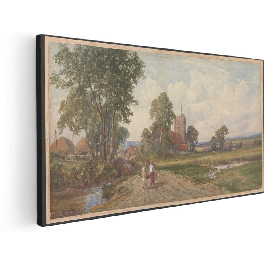Artaza Canvas Schilderij Engels Dorp - 160x80 cm - Groot - Wanddecoratie Landschap - Muurdecoratie Oude Kerk - Schilderijen Op Canvas Romantisch Artaza Canvas Schilderij Engels Dorp - 160x80 cm - Groot - Wanddecoratie Landschap - Muurdecoratie Oude Kerk - Schilderijen Op Canvas Romantisch afbeelding 1
