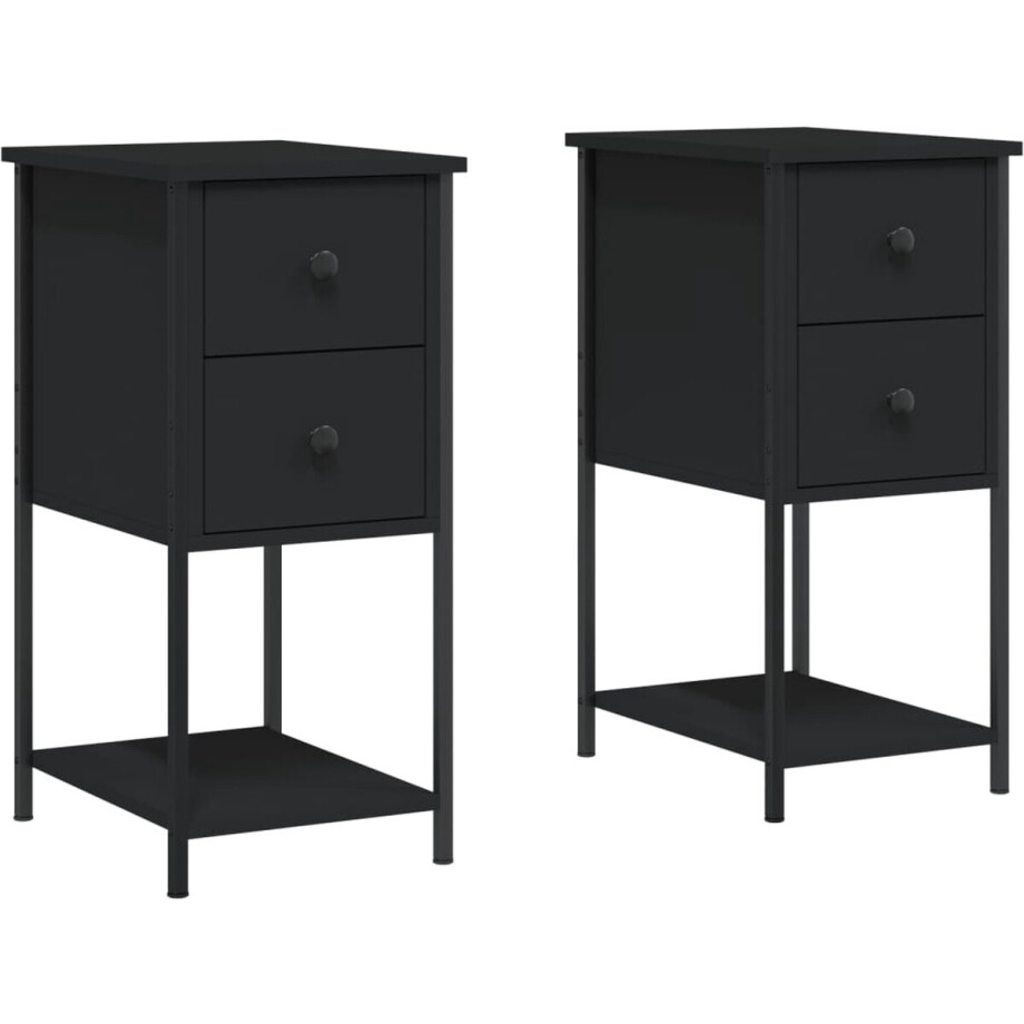 vidaXL - Nachtkastjes - 2 - st - 32x42x70 - cm - bewerkt - hout - zwart vidaXL - Nachtkastjes - 2 - st - 32x42x70 - cm - bewerkt - hout - zwart afbeelding 1