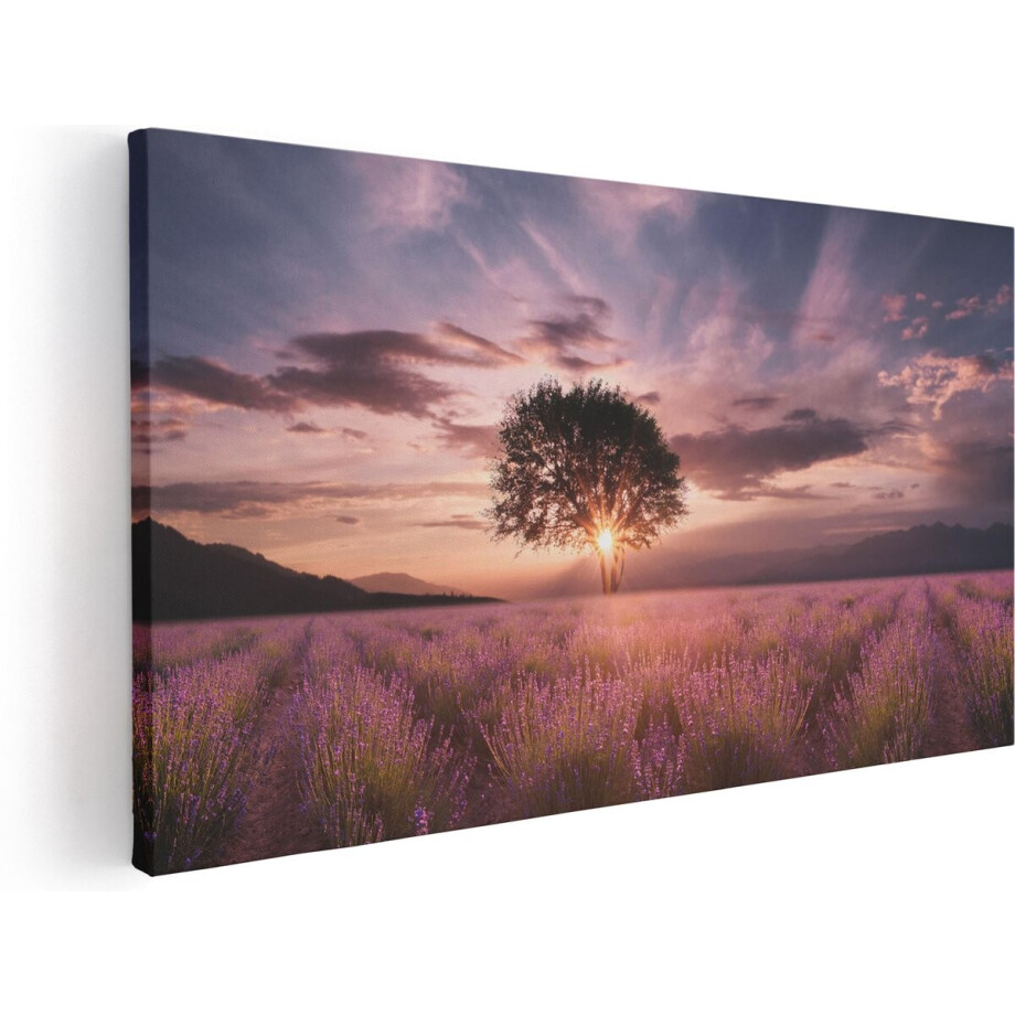Artaza Canvas Schilderij Bloemenveld Met Lavendel Bij Zonsondergang - 60x30 - Foto Op Canvas - Canvas Print Artaza Canvas Schilderij Bloemenveld Met Lavendel Bij Zonsondergang - 60x30 - Foto Op Canvas - Canvas Print afbeelding 1