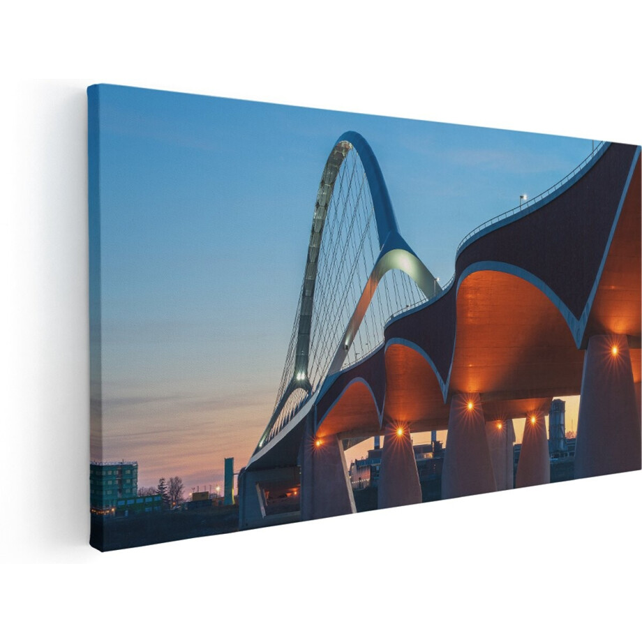 Artaza Canvas Schilderij Oversteek Brug in Nijmegen - 160x80 cm - Groot - Wanddecoratie Woonkamer - Schilderijen - Muurdecoratie afbeelding 1