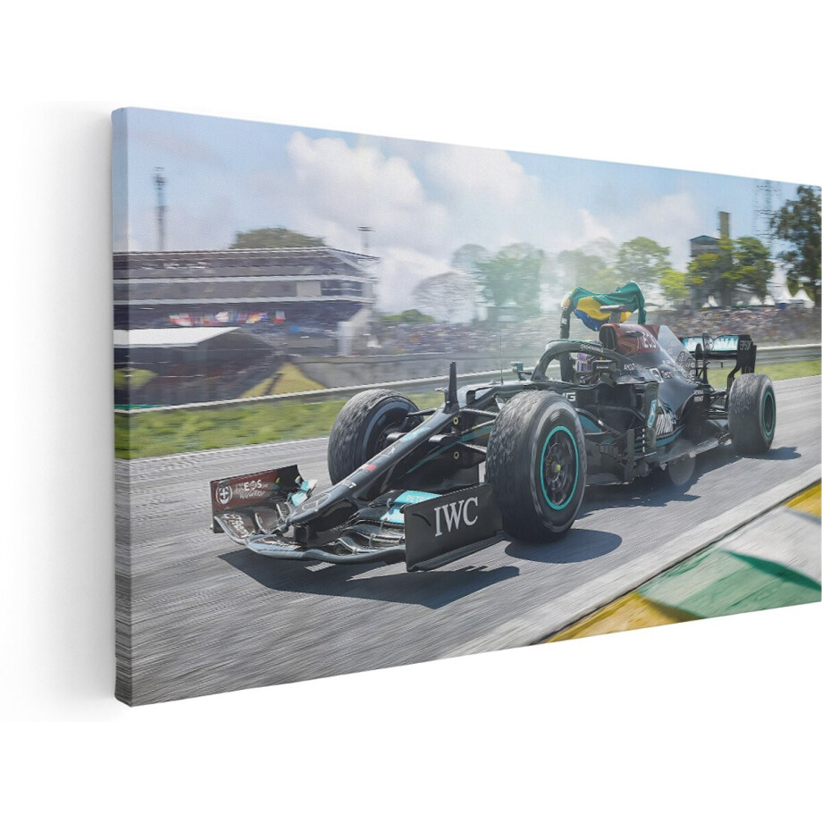 Artaza Canvas Schilderij Mercedes F1 - 140x70 cm - Groot - Wanddecoratie Formule 1 - Muurdecoratie Racewagen - Kamer Accessoires Circuit Artaza Canvas Schilderij Mercedes F1 - 140x70 cm - Groot - Wanddecoratie Formule 1 - Muurdecoratie Racewagen - Kamer Accessoires Circuit afbeelding 1