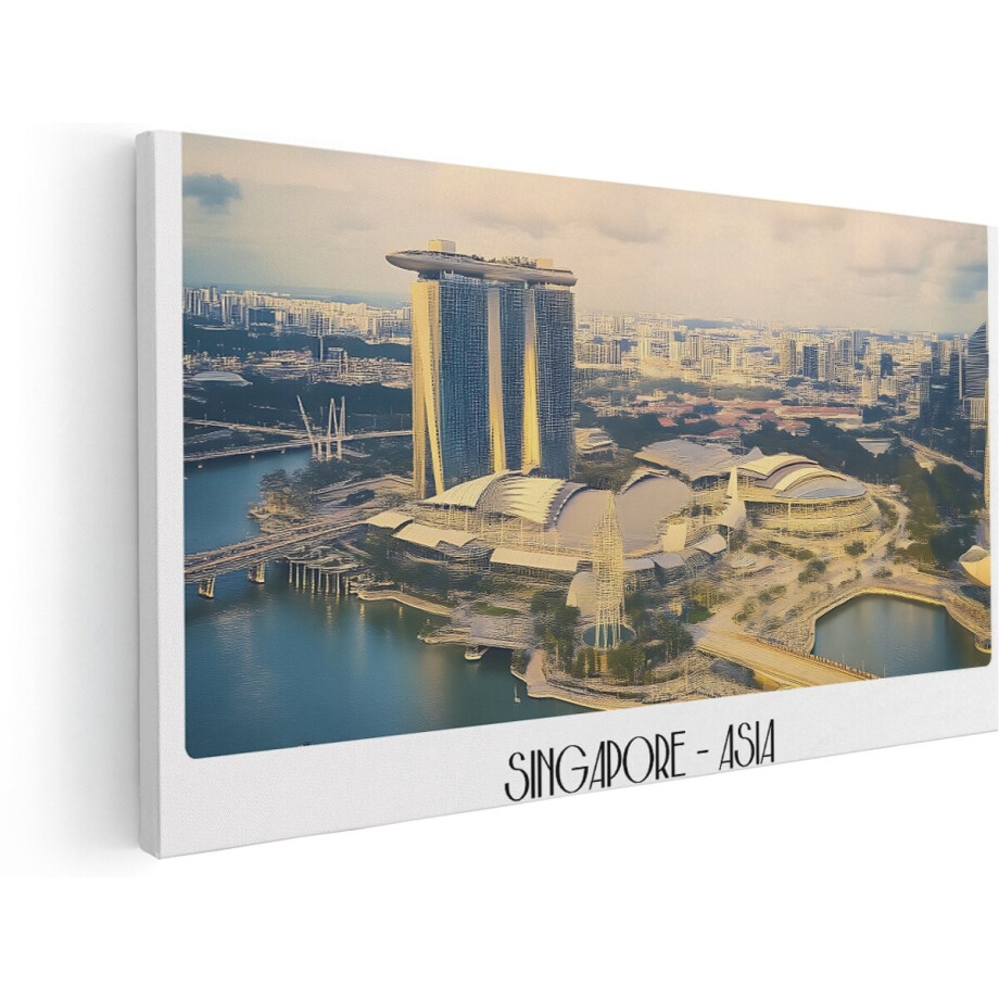 Artaza Canvas Schilderij Marina Bay Sands - 180x90 cm - Groot - Wanddecoratie Singapore - Muurdecoratie Modern - Decoratie Skyline Woonkamer afbeelding 1