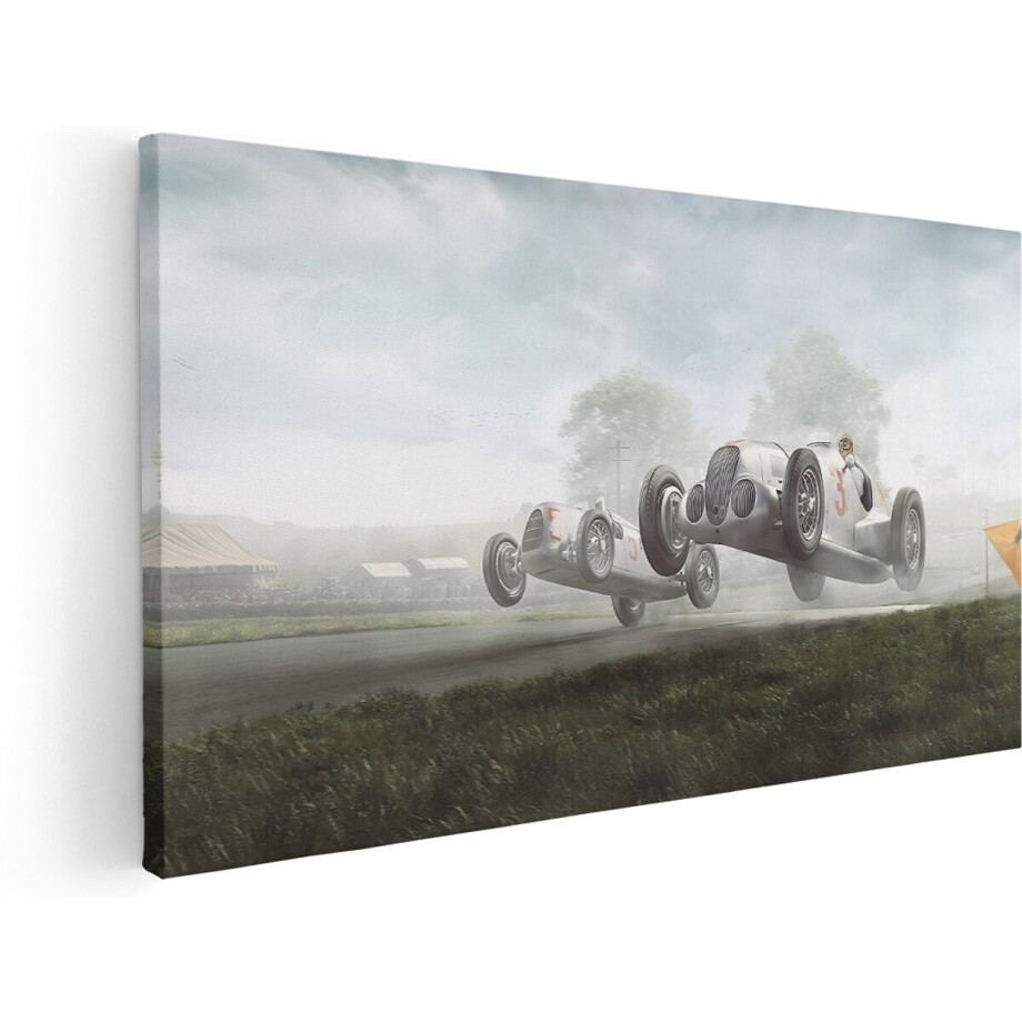 Artaza Canvas Schilderij Raceauto - 160x80 cm - Groot - Wanddecoratie Klassiek - Muurdecoratie Vintage Auto - Retro Schilderijen Op Canvas afbeelding 1