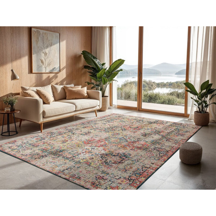 Wasbaar Binnen & Buiten Vloerkleed - 240 x 340 cm - Louis De Poortere Bakthiari Janiserry Multi - Laagpolig Tapijt - Gerecycled PET - Made in Belgium - Circulair afbeelding 1