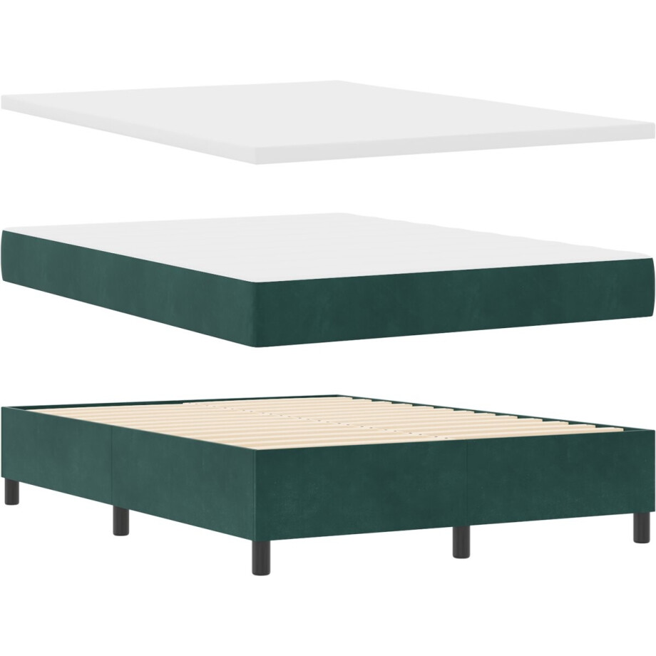 vidaXL - Boxspring - bed - met - hoofdeinde - Donkergroen - 200 - x - 140 - cm - Fluweel afbeelding 1