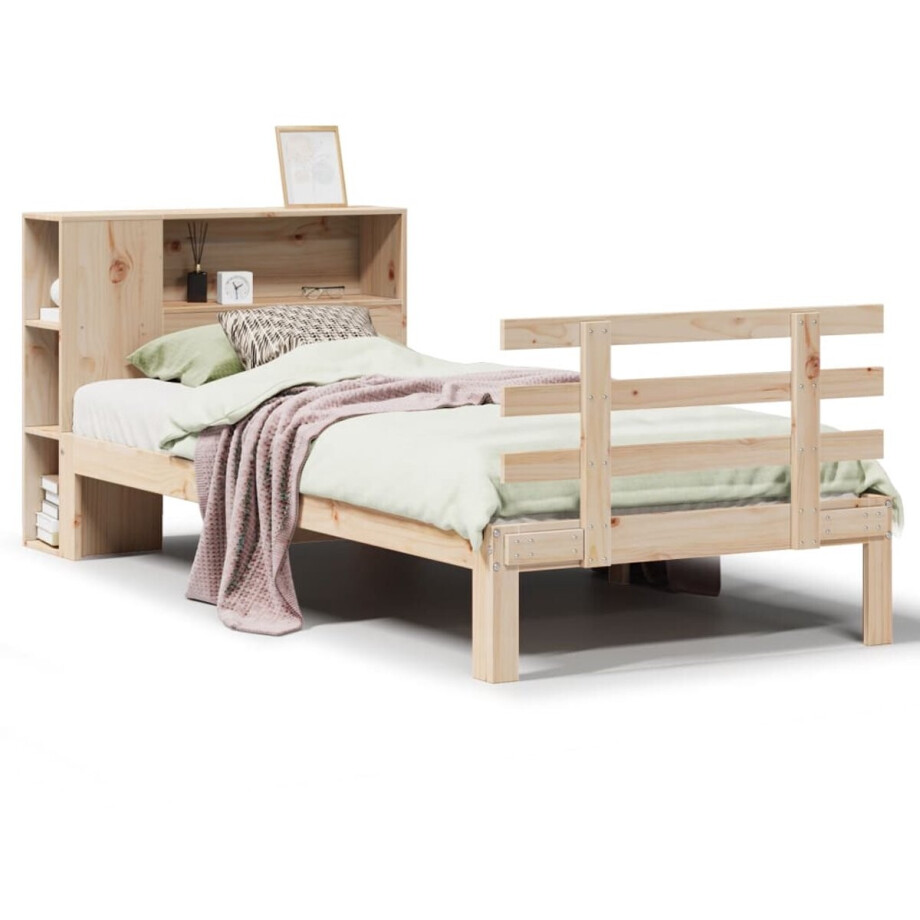 vidaXL - Bed - met - boekenkast - zonder - matras - massief - grenenhout - 75x190 - cm vidaXL - Bed - met - boekenkast - zonder - matras - massief - grenenhout - 75x190 - cm afbeelding 1