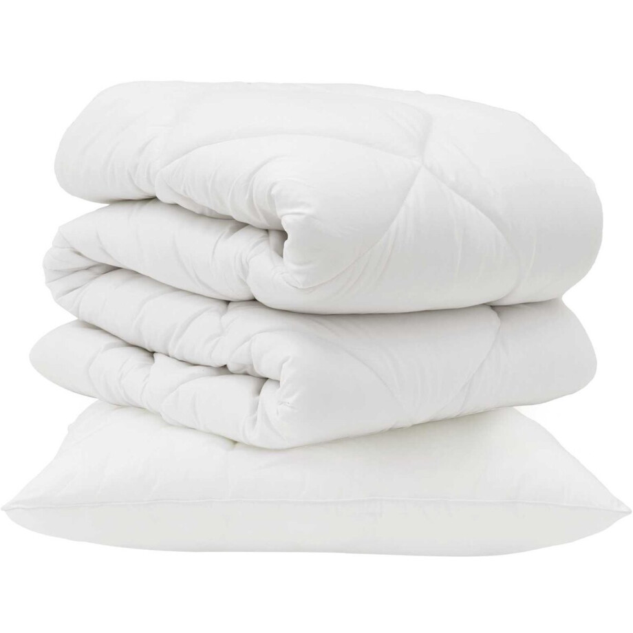 vidaXL - Dekbed - met - kussen - 2 - pcs - Wit - Microvezel afbeelding 1