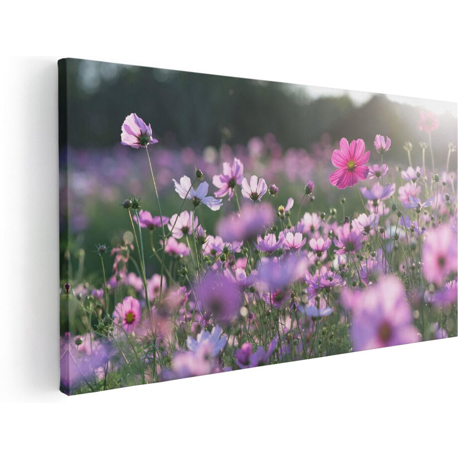 Artaza Canvas Schilderij Bloemenveld Met Paarse Kosmos - 80x40 - Foto Op Canvas - Canvas Print Artaza Canvas Schilderij Bloemenveld Met Paarse Kosmos - 80x40 - Foto Op Canvas - Canvas Print afbeelding 1