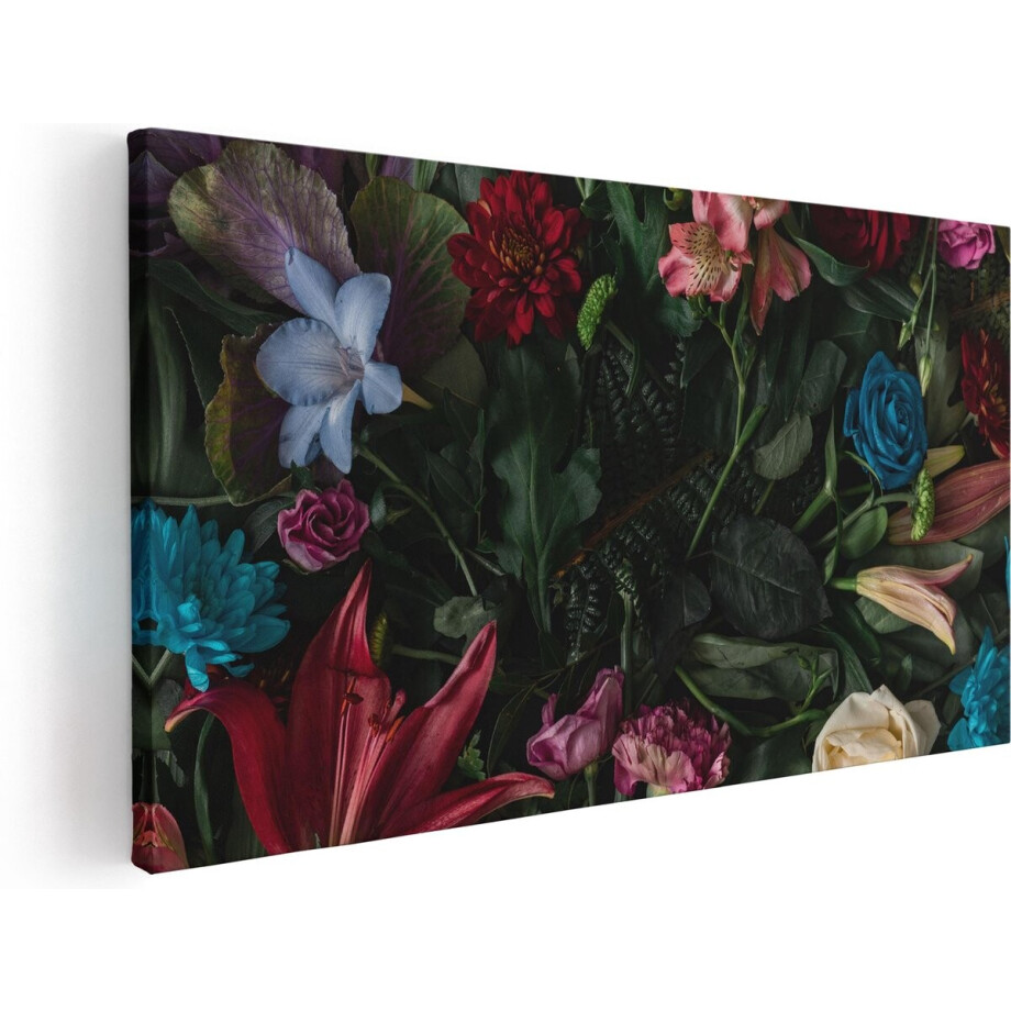 Artaza Canvas Schilderij Bloemen - 120x60 cm - Groot - Wanddecoratie Bloemen Stilleven - Muurdecoratie Botanisch - Schilderijen Op Canvas afbeelding 1