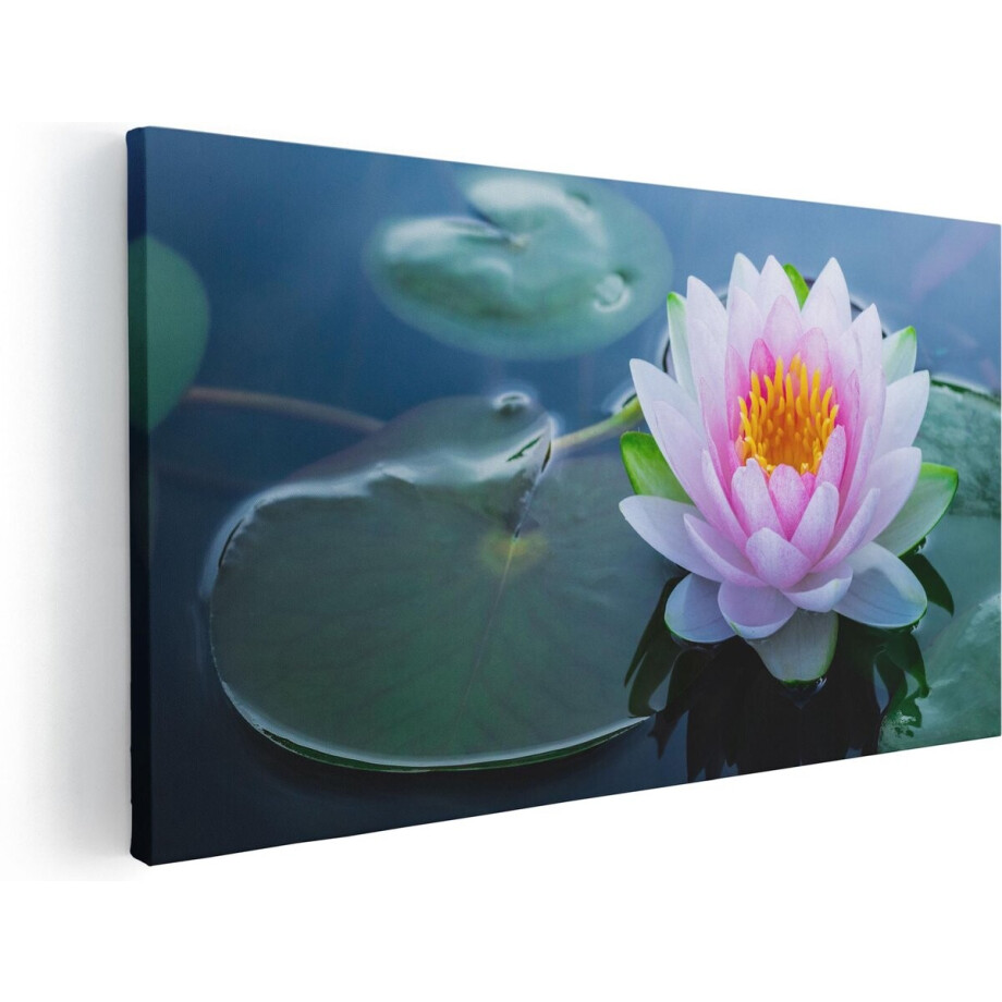 Artaza Canvas Schilderij Roze Lotusbloem Met Waterlelies - 120x60 - Groot - Foto Op Canvas - Canvas Print Artaza Canvas Schilderij Roze Lotusbloem Met Waterlelies - 120x60 - Groot - Foto Op Canvas - Canvas Print afbeelding 1