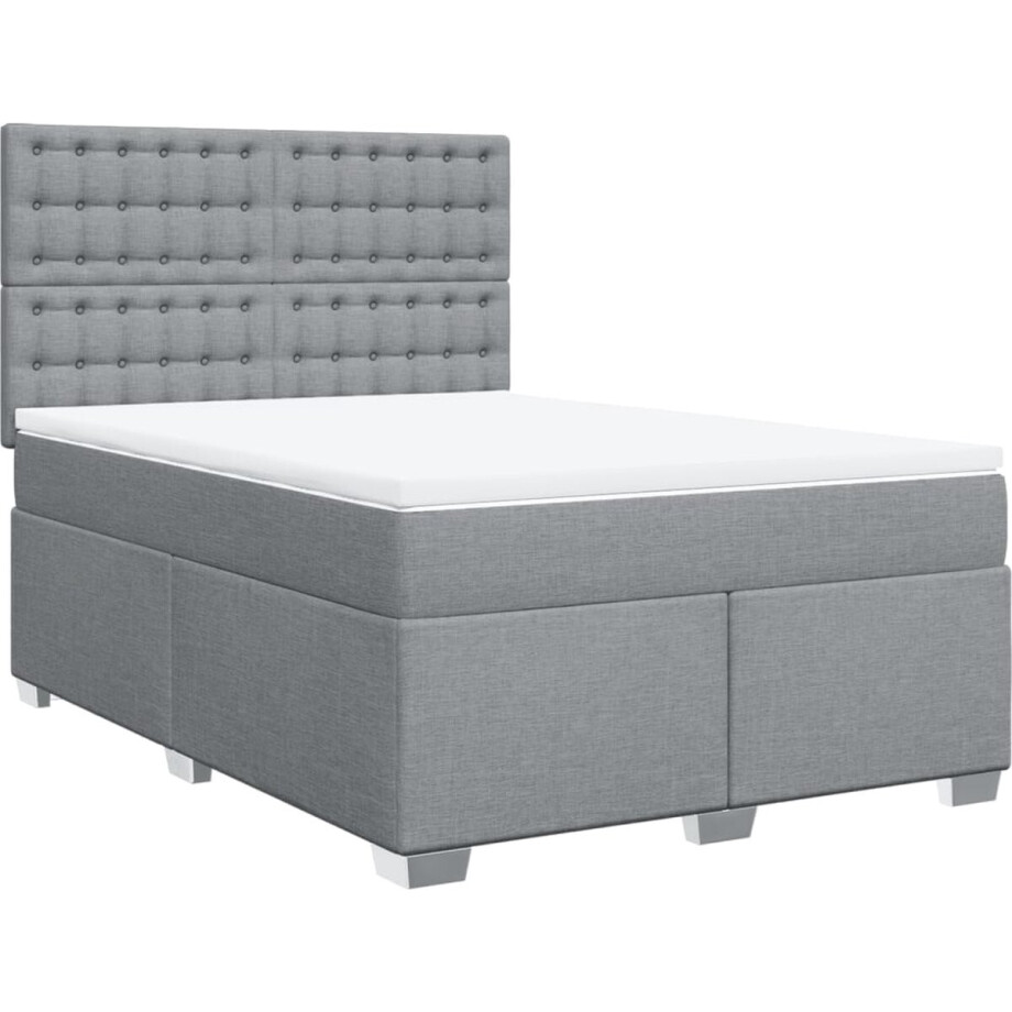 vidaXL - Boxspring - met - matras - stof - lichtgrijs - 160x200 - cm vidaXL - Boxspring - met - matras - stof - lichtgrijs - 160x200 - cm afbeelding 1