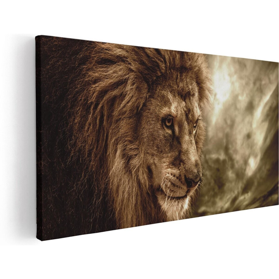 Artaza Canvas Schilderij Leeuw - Leeuwenkop - 40x20 - Klein - Foto Op Canvas - Canvas Print afbeelding 1
