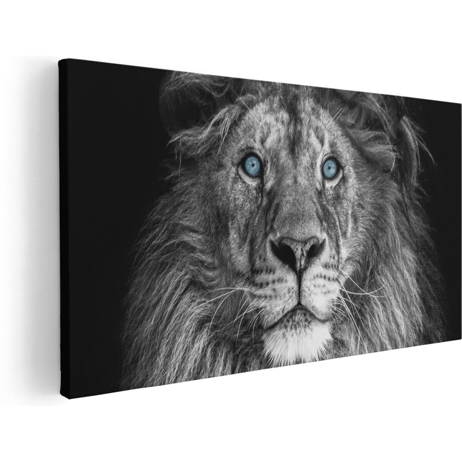 Artaza Canvas Schilderij Leeuw Met Blauwe Ogen - Zwart Wit - 100x50 - Groot - Foto Op Canvas - Canvas Print Artaza Canvas Schilderij Leeuw Met Blauwe Ogen - Zwart Wit - 100x50 - Groot - Foto Op Canvas - Canvas Print afbeelding 1