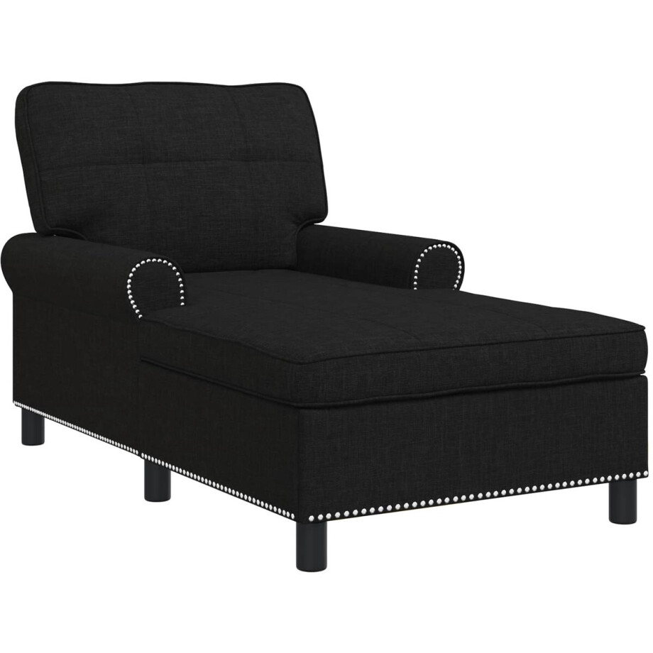 vidaXL - Chaise - Lounge - Zwart - Stof - 91 - x - 157 - x - 91 - cm afbeelding 1