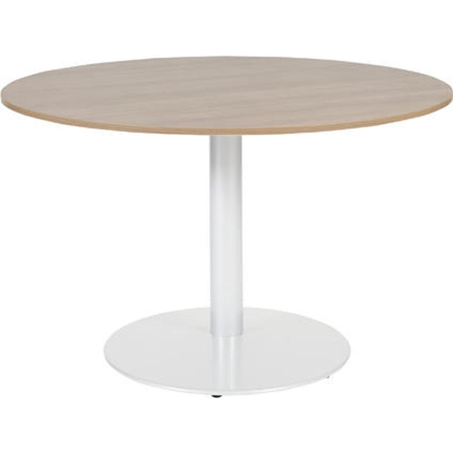 Vergadertafel - Linesto 120 rond grijs - wit frame afbeelding 1