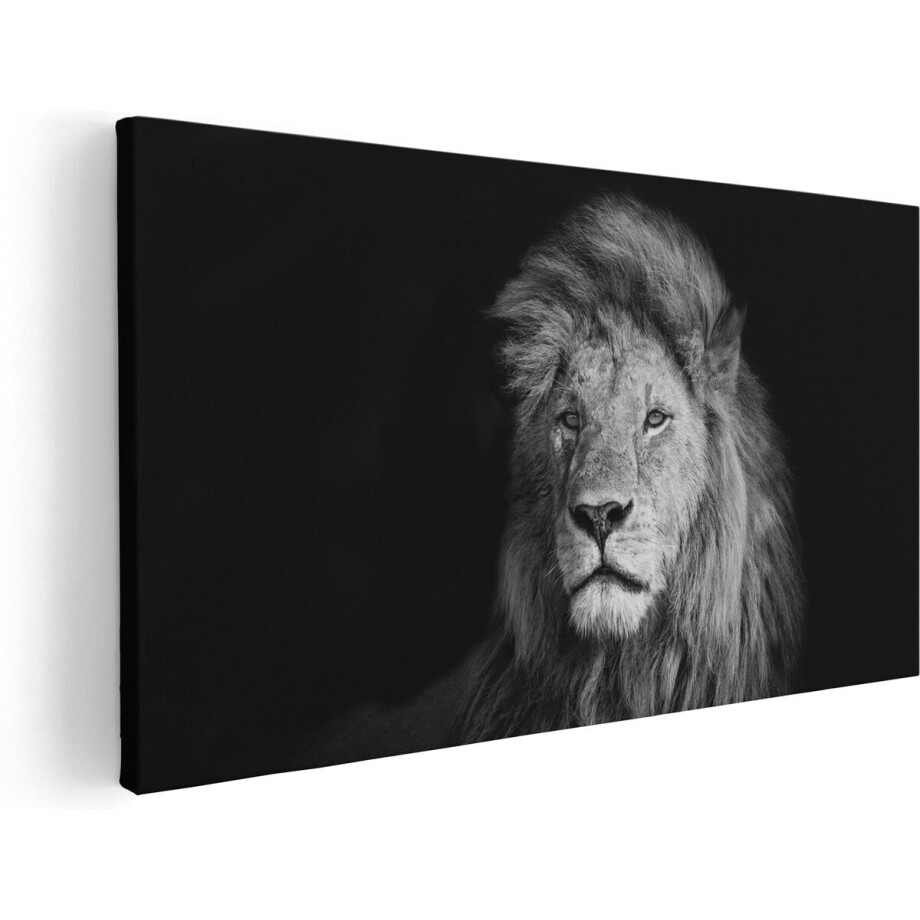 Artaza Canvas Schilderij Leeuw - Leeuwenkop - Zwart Wit - 80x40 - Foto Op Canvas - Canvas Print Artaza Canvas Schilderij Leeuw - Leeuwenkop - Zwart Wit - 80x40 - Foto Op Canvas - Canvas Print afbeelding 1