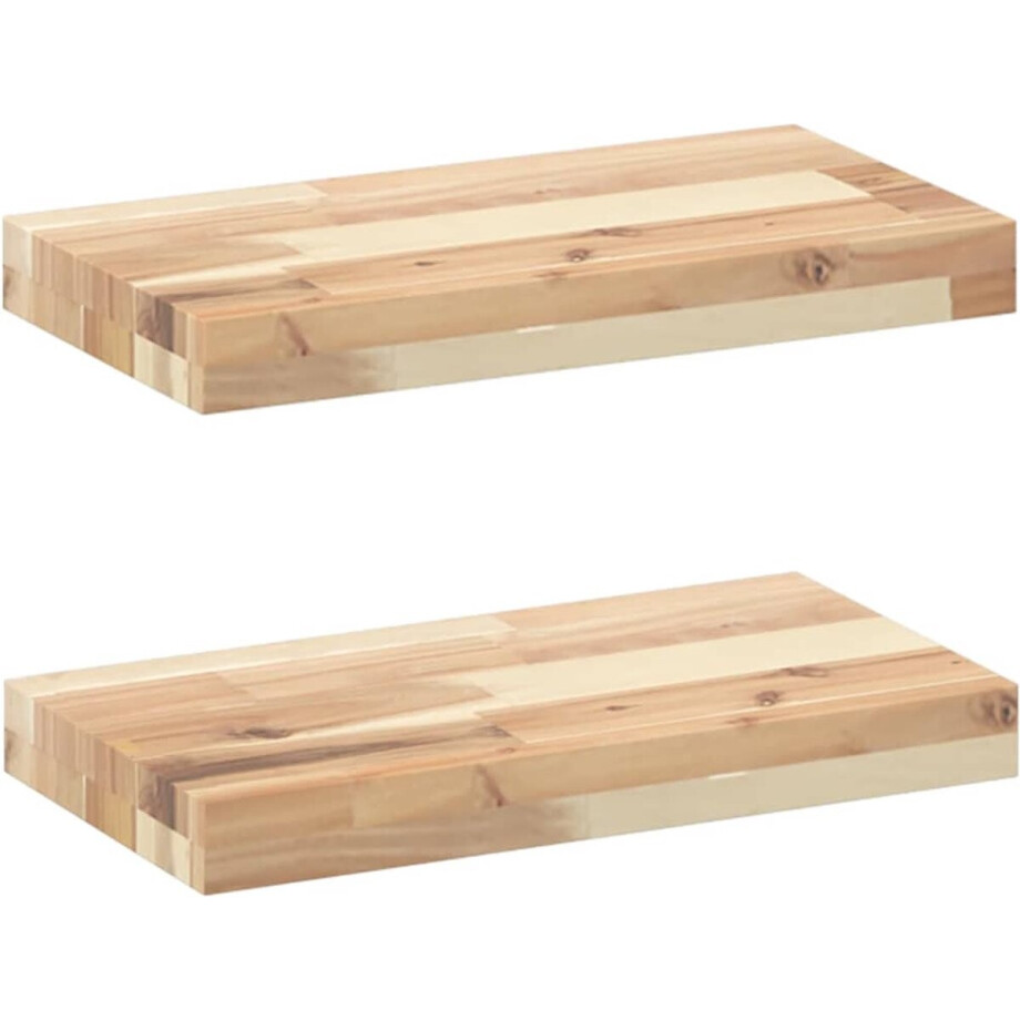 vidaXL - Wandschappen - 2 - st - zwevend - 40x20x4 - cm - onbehandeld - acaciahout vidaXL - Wandschappen - 2 - st - zwevend - 40x20x4 - cm - onbehandeld - acaciahout afbeelding 1