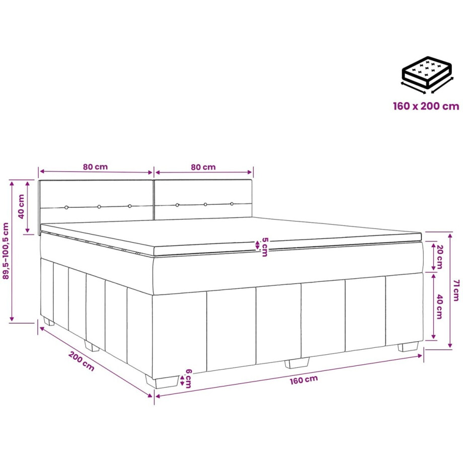 vidaXL - Boxspringbed - met - matras - met - hoofdeinde - Taupe - 160 - x - 200 - cm - Stof vidaXL - Boxspringbed - met - matras - met - hoofdeinde - Taupe - 160 - x - 200 - cm - Stof afbeelding 1