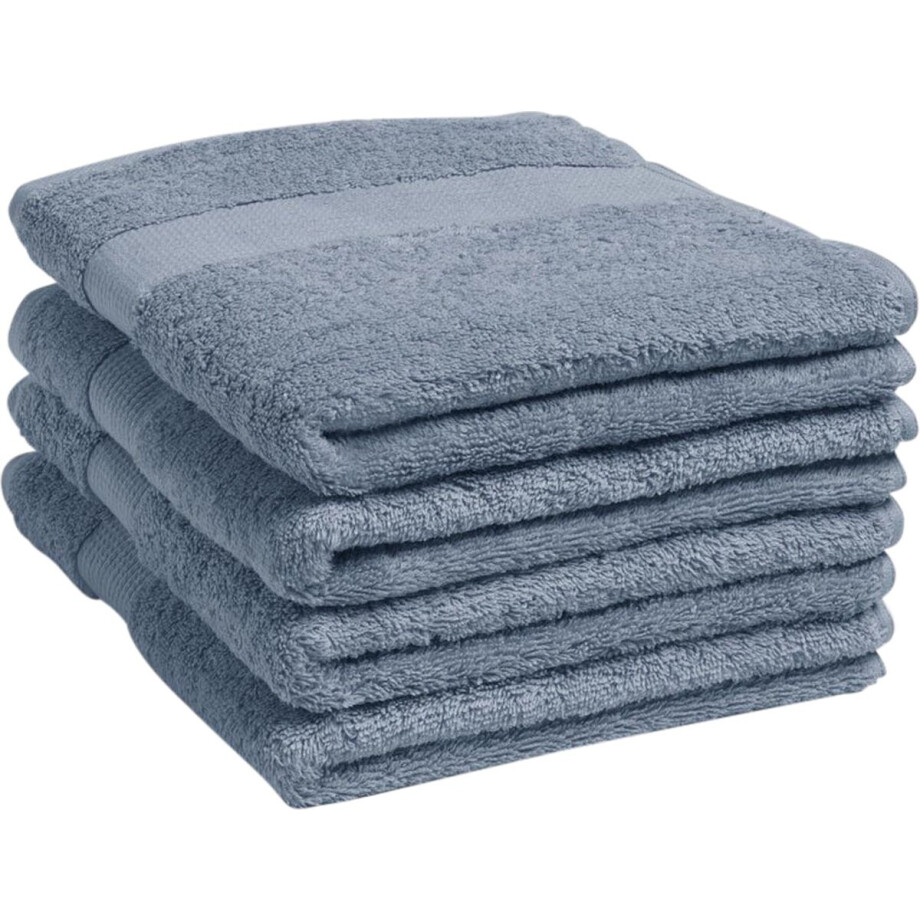 Yumeko handdoeken terry faded blauw 50x100 - 4 st - Bio, eco & fairtrade afbeelding 1