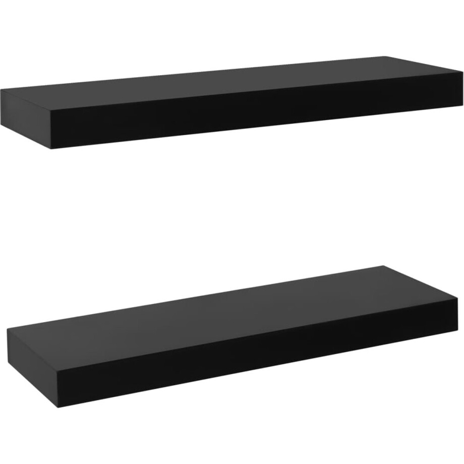 vidaXL - Wandplanken - zwevend - 2 - st - 40x20x3,8 - cm - zwart afbeelding 1