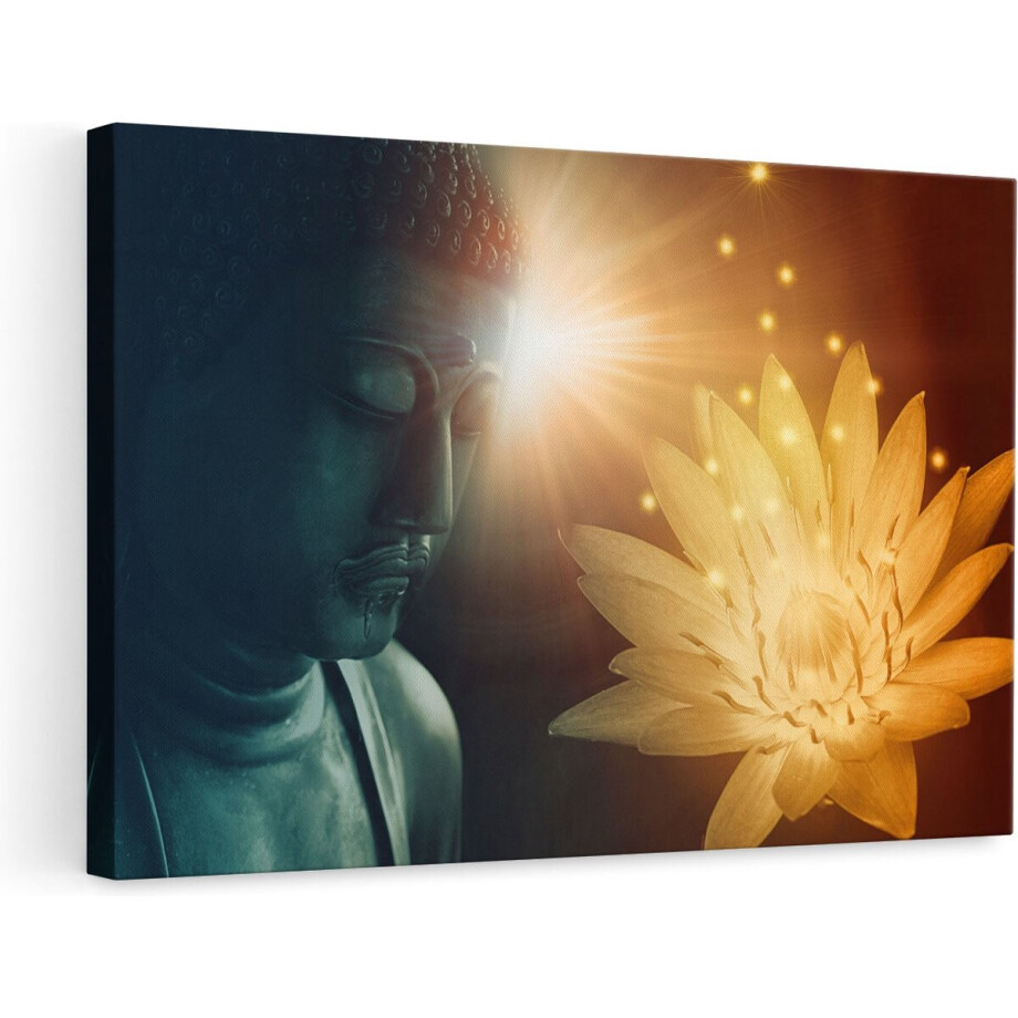 Artaza Canvas Schilderij Boeddha - 90x60 cm - Wanddecoratie Lotusbloem - Muurdecoratie Spiritueel - Schilderijen Op Canvas Artaza Canvas Schilderij Boeddha - 90x60 cm - Wanddecoratie Lotusbloem - Muurdecoratie Spiritueel - Schilderijen Op Canvas afbeelding 1