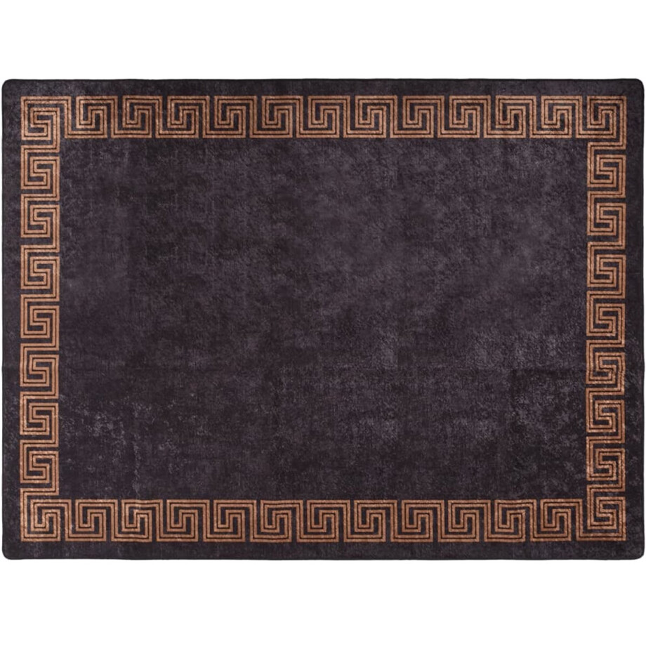 vidaXL - Vloerkleed - wasbaar - 400x300 - cm - zwart - en - goudkleurig afbeelding 1