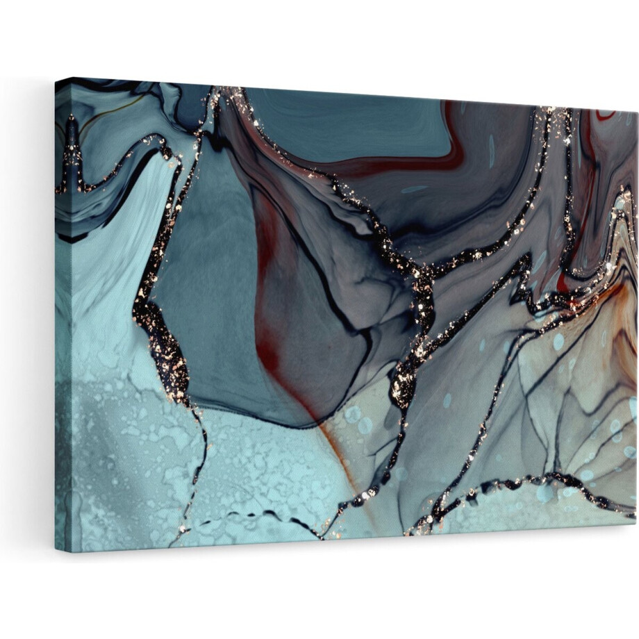 Artaza Canvas Schilderij Abstract - 90x60 cm - Wanddecoratie Woonkamer - Muurdecoratie Goud - Schilderijen Op Canvas afbeelding 1