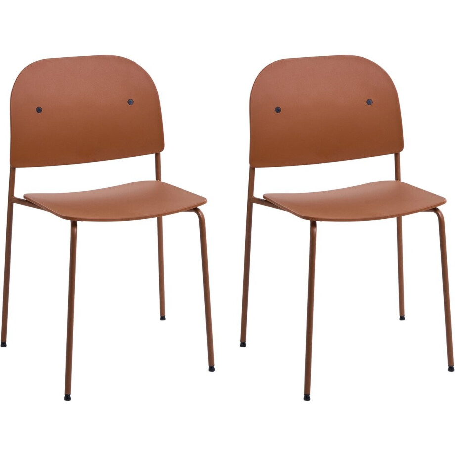 WINDUST - Set van 2 eetkamerstoelen - Oranje - IJzer WINDUST - Set van 2 eetkamerstoelen - Oranje - IJzer afbeelding 1