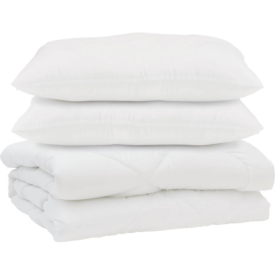 vidaXL - Dekbed - met - kussen - 3 - pcs - Wit - Microvezel afbeelding 1