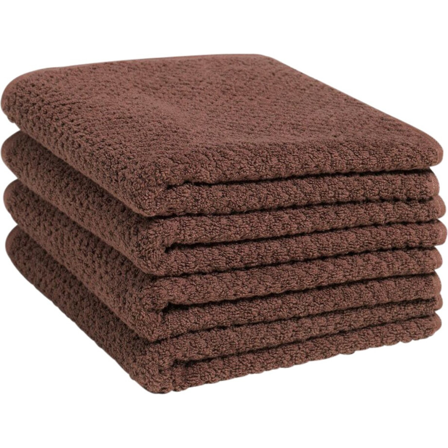 Yumeko handdoeken dots roze 50x100 - 4 st - Hotelkwaliteit - Bio, eco & fairtrade afbeelding 1