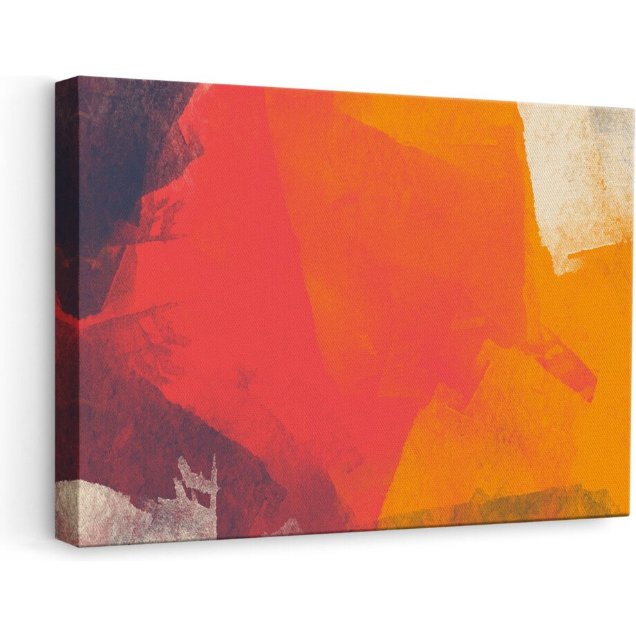 Artaza Canvas Schilderij Abstracte Kunst - Zwart Oranje Beige - 60x40 cm - Wanddecoratie Woonkamer - Schilderijen - Muurdecoratie afbeelding 1
