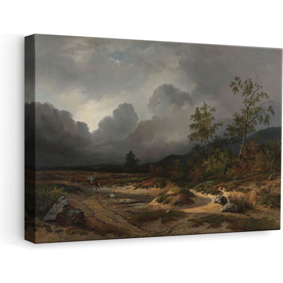 Artaza Canvas Schilderij Landschap bij Naderend Onweer - Willem Roelofs - 60x40 - Poster Foto op Canvas - Canvas Print afbeelding 1