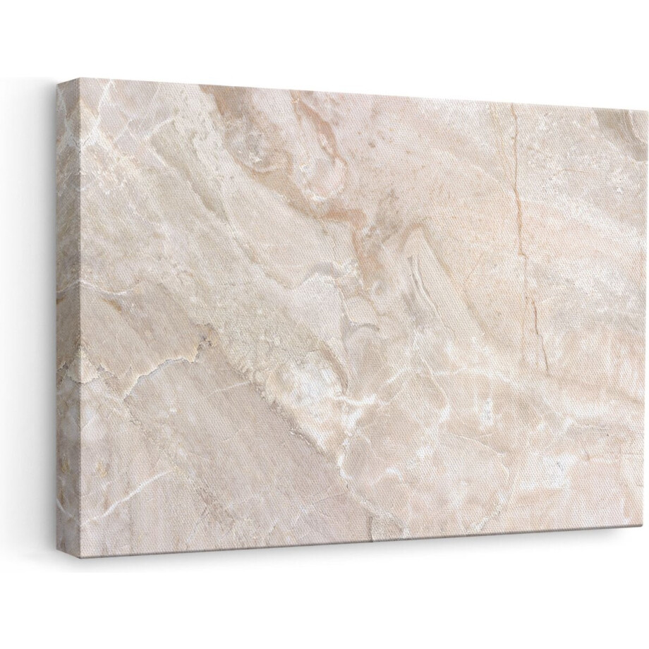 Artaza Canvas Schilderij Marmer - 60x40 cm - Wanddecoratie Modern - Muurdecoratie Woonkamer - Decoratie Beige afbeelding 1