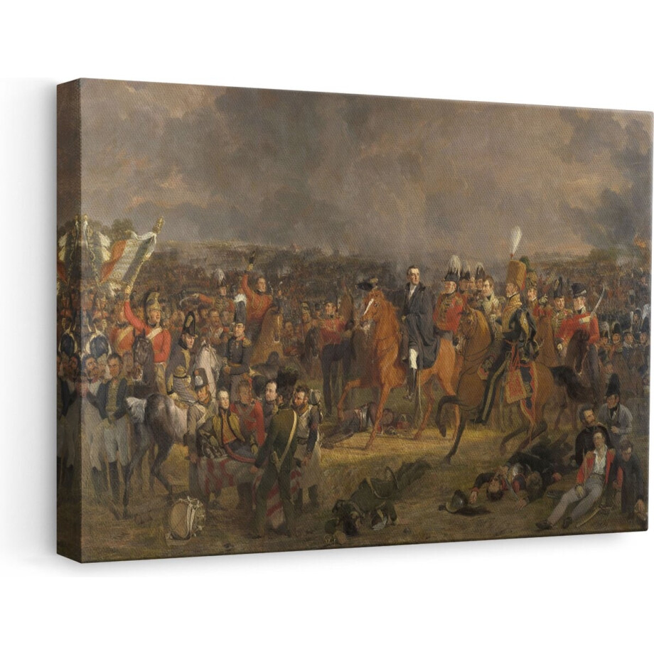 Artaza Canvas Schilderij Oude Meesters - 60x40 cm - Wanddecoratie Napoleon - Muurdecoratie Slag Waterloo - Schilderijen Op Canvas afbeelding 1